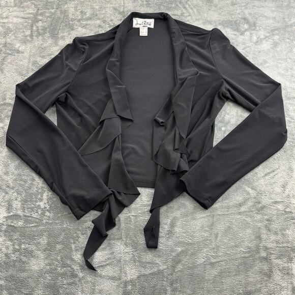 Joseph Ribkoff Jacket Women 6 Open Front Waterfall Cardigan Formal Midi Black - Picture 8 of 13